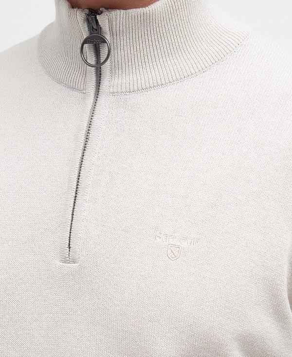 Barbour Cotton Half Zip Jumper Hvide | BABO88607