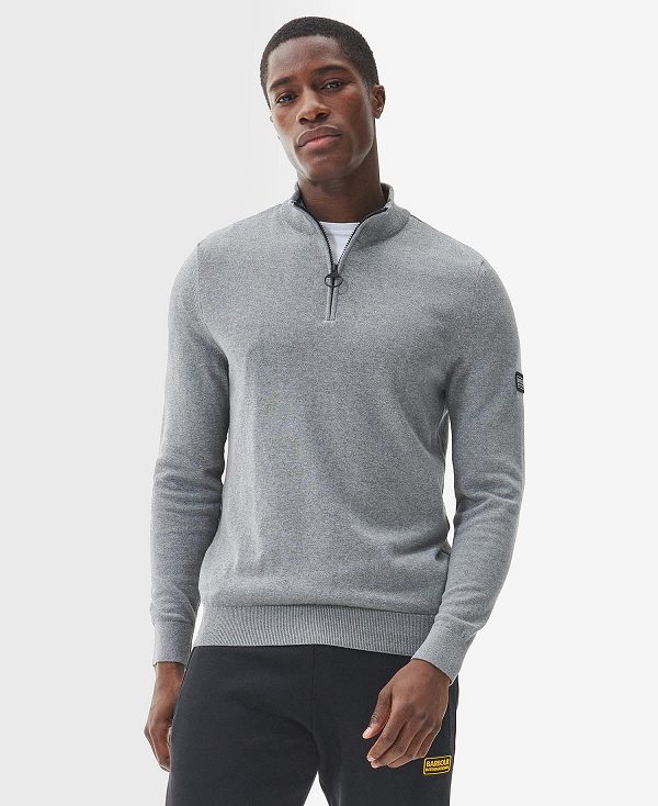 Barbour Cotton Half Zip Sweater Grå | BABO88538