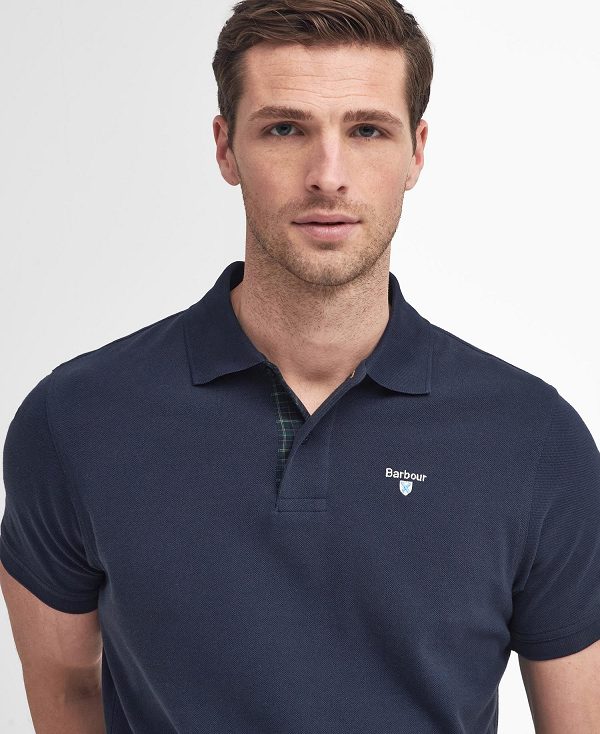 Barbour Cotton Polo Shirt Blå Mørkeblå | BABO88226