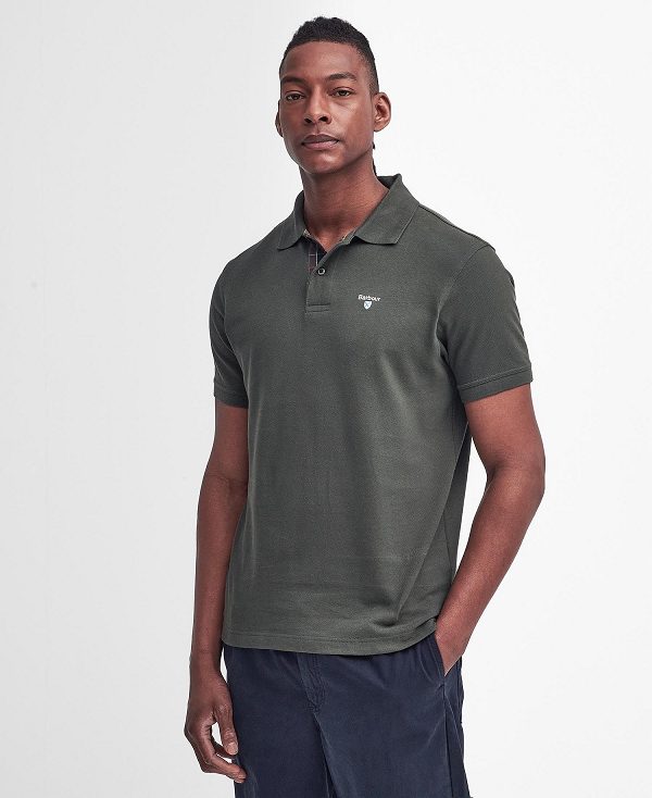 Barbour Cotton Polo Shirt Dyb Grå | BABO88228