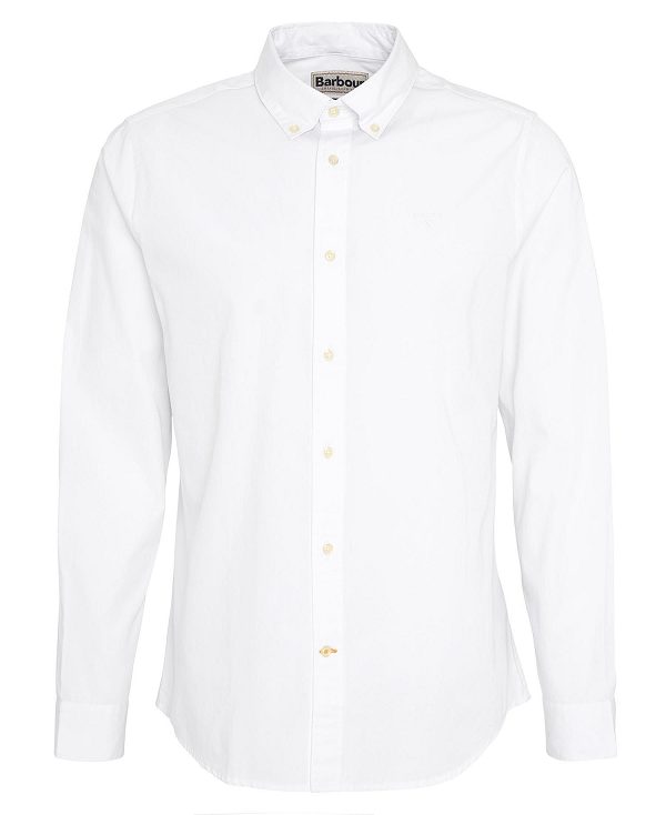 Barbour Crest Poplin Tailored Long-sleeved Shirt Hvide | BABO87700