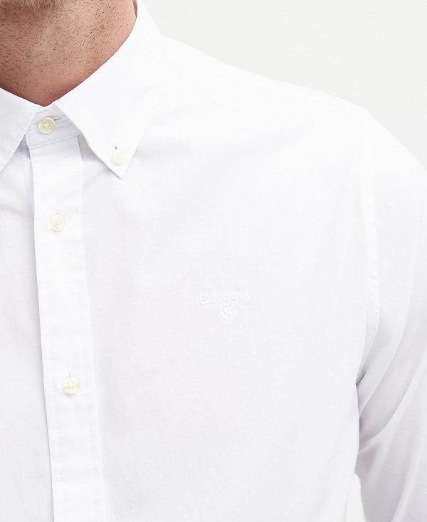 Barbour Crest Poplin Tailored Long-sleeved Shirt Hvide | BABO87700