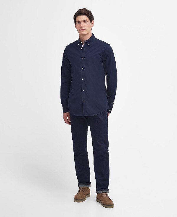 Barbour Crest Poplin Tailored Long-sleeved Shirt Mørkeblå | BABO87702