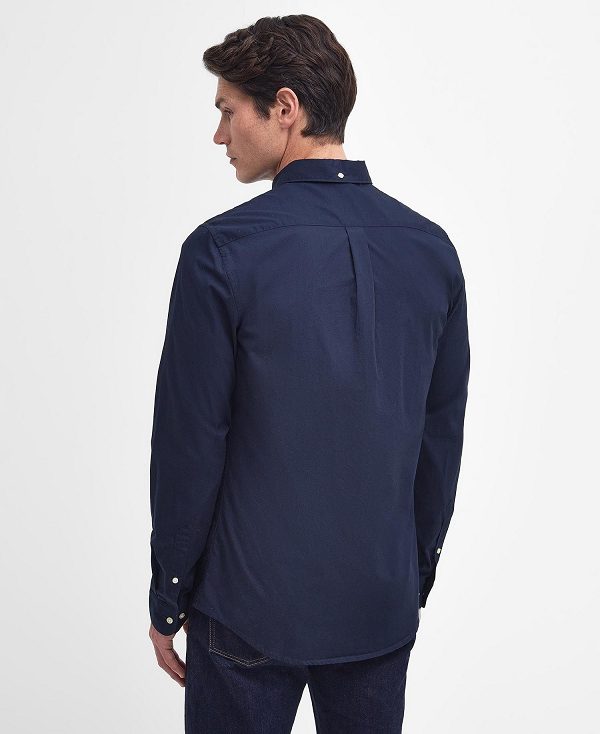 Barbour Crest Poplin Tailored Long-sleeved Shirt Mørkeblå | BABO87702