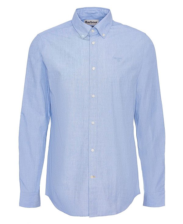 Barbour Crest Poplin Tailored Long-sleeved Shirt Blå | BABO87703