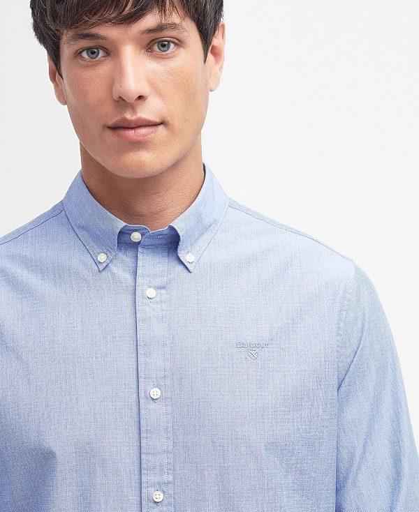 Barbour Crest Poplin Tailored Long-sleeved Shirt Blå | BABO87703