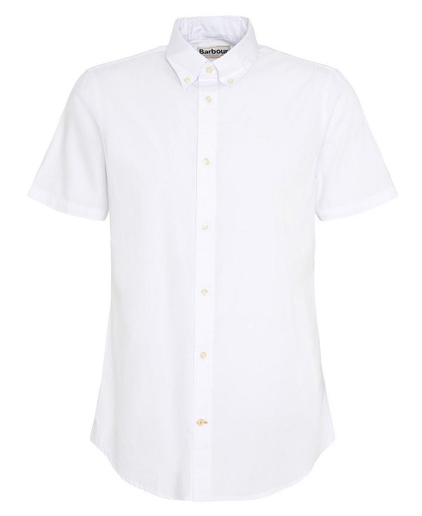 Barbour Crest Poplin Tailored Short-sleeved Shirt Hvide | BABO87707