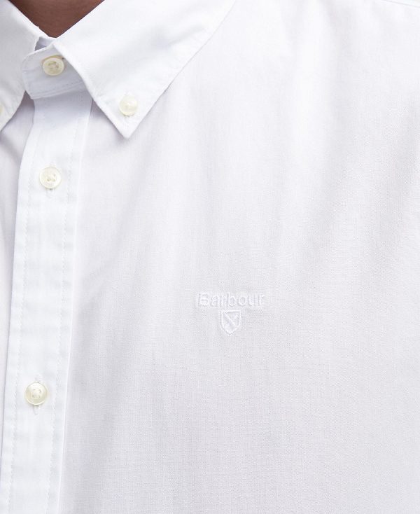 Barbour Crest Poplin Tailored Short-sleeved Shirt Hvide | BABO87707