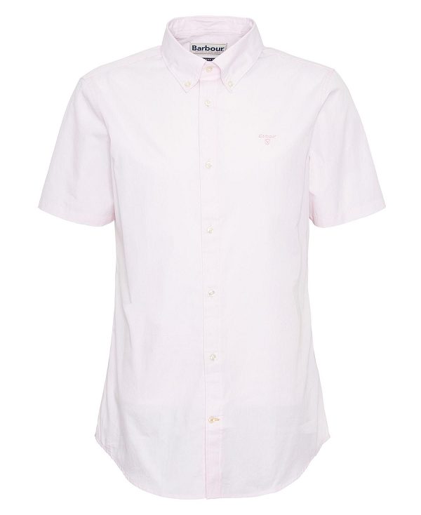 Barbour Crest Poplin Tailored Short-sleeved Shirt Lyserød | BABO87708