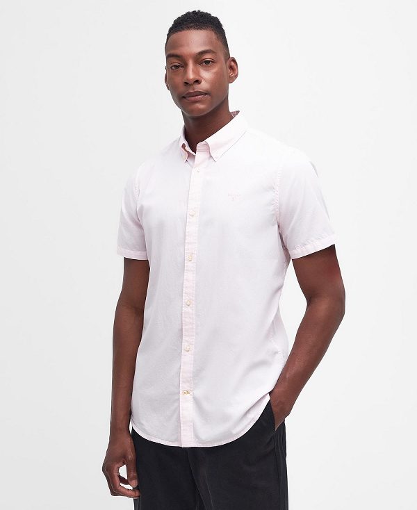 Barbour Crest Poplin Tailored Short-sleeved Shirt Lyserød | BABO87708