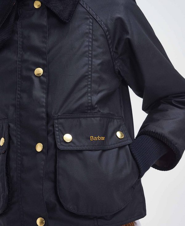 Barbour Cropped Beadnell Waxed Jacket Sort | BABO89233