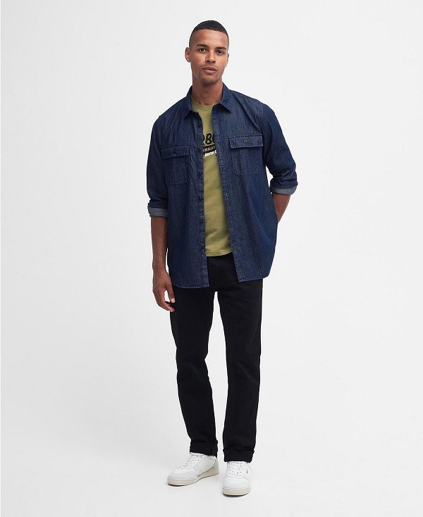 Barbour Dalston Long-sleeved Denim Shirt Mørkeblå | BABO87681