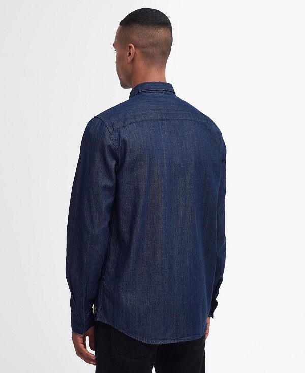 Barbour Dalston Long-sleeved Denim Shirt Mørkeblå | BABO87681