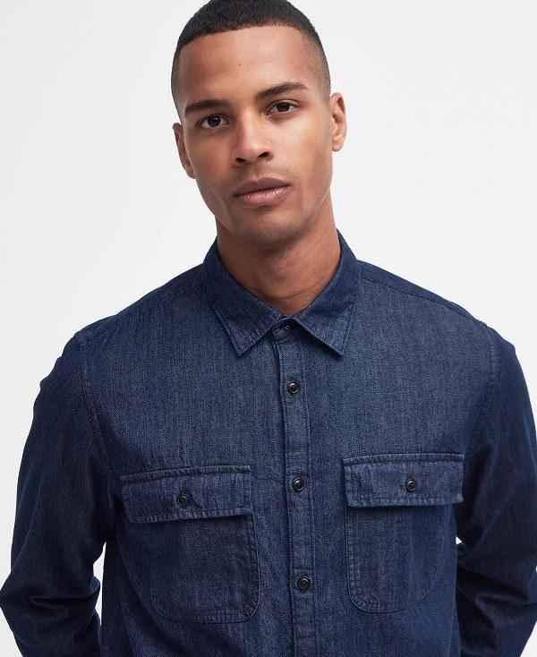 Barbour Dalston Long-sleeved Denim Shirt Mørkeblå | BABO87681