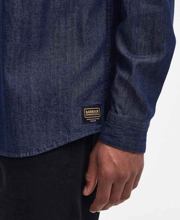 Barbour Dalston Long-sleeved Denim Shirt Mørkeblå | BABO87681