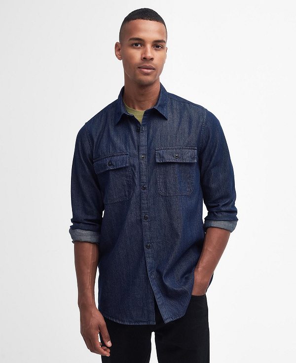 Barbour Dalston Long-sleeved Denim Shirt Mørkeblå | BABO87681