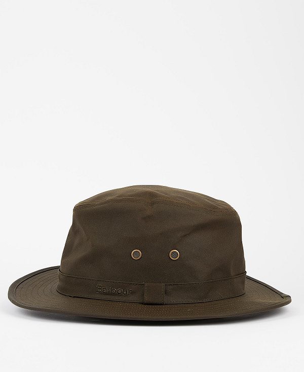 Barbour Dawson Wax Safari Hat Brune | BABO88970