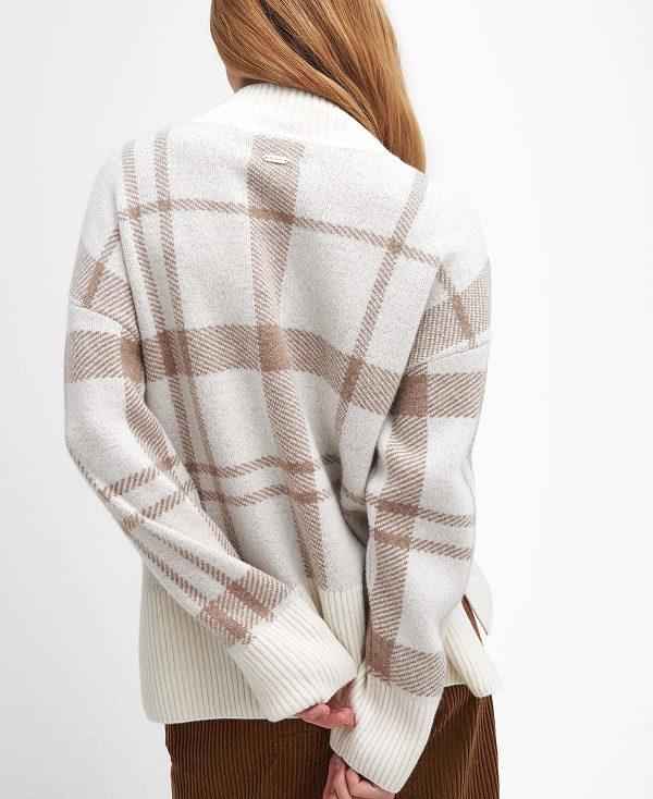 Barbour Deanna Tartan High-neck Jumper Hvide | BABO89744