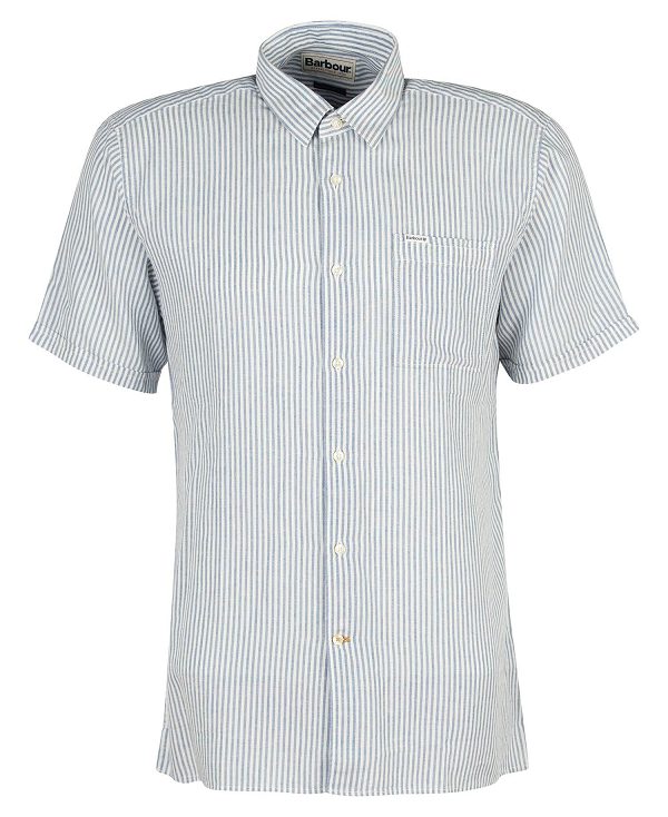 Barbour Deerpark Tailored Short-sleeved Shirt Blå | BABO87594