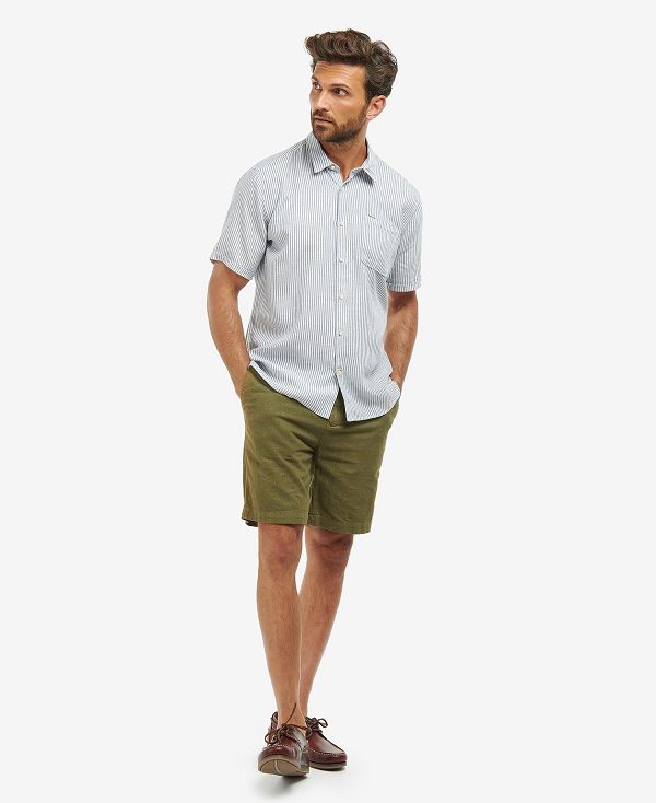 Barbour Deerpark Tailored Short-sleeved Shirt Blå | BABO87594