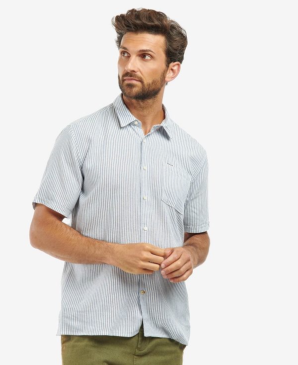 Barbour Deerpark Tailored Short-sleeved Shirt Blå | BABO87594