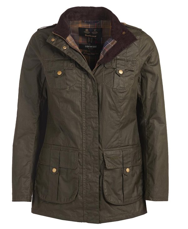 Barbour Defence Lightweight Waxed Jacket Olivengrøn | BABO89185