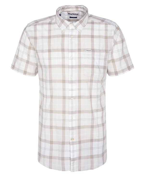 Barbour Delton Tailored Short-sleeved Shirt Hvide | BABO87779