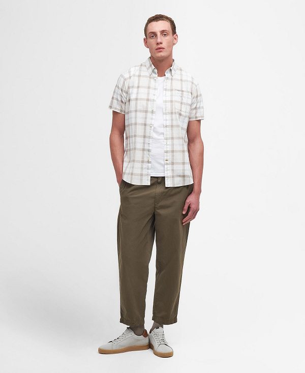 Barbour Delton Tailored Short-sleeved Shirt Hvide | BABO87779