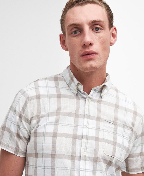 Barbour Delton Tailored Short-sleeved Shirt Hvide | BABO87779