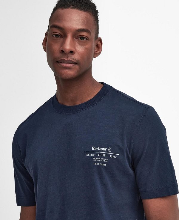 Barbour Denison Relaxed T-shirt Mørkeblå | BABO88383