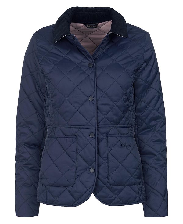 Barbour Deveron Quilted Jacket Mørkeblå Lyserød | BABO89261