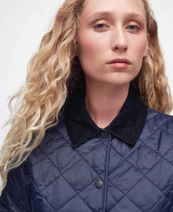 Barbour Deveron Quilted Jacket Mørkeblå Lyserød | BABO89261