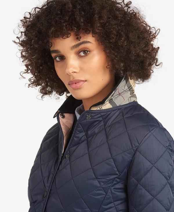 Barbour Deveron Quilted Jacket Mørkeblå Lyserød | BABO89261