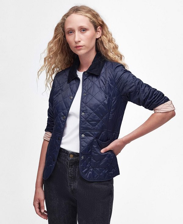 Barbour Deveron Quilted Jacket Mørkeblå Lyserød | BABO89261