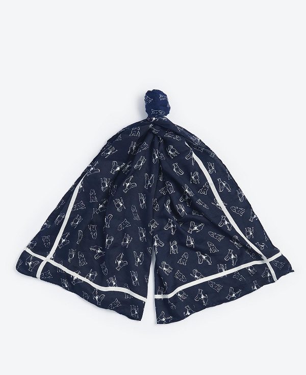 Barbour Dog-print Scarf Mørkeblå | BABO90068