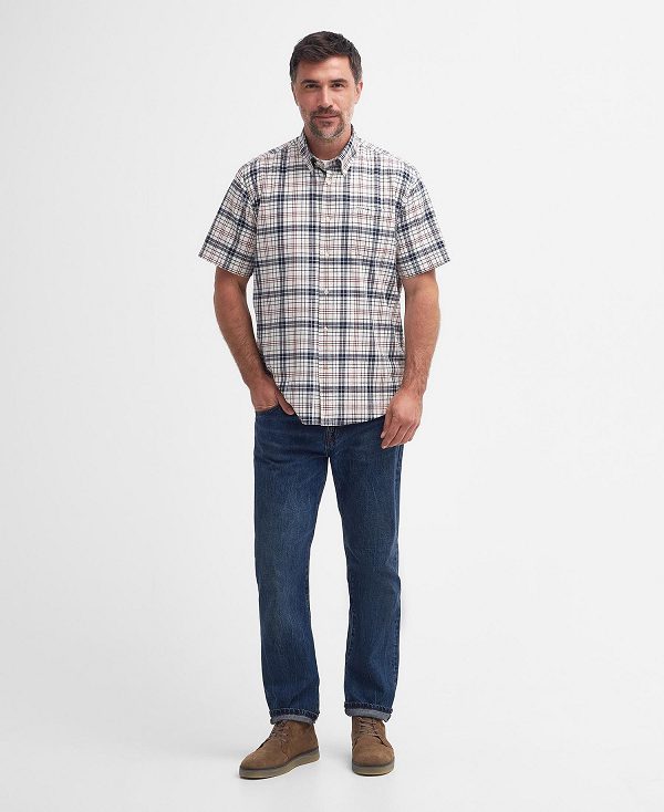 Barbour Drafthill Regular Short-sleeved Shirt Mørkeblå | BABO87730