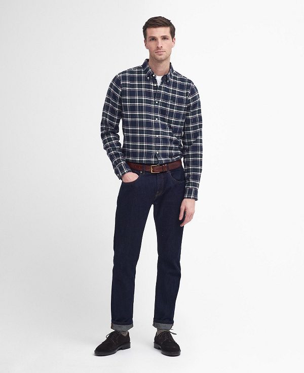 Barbour Drumhill Tailored Long Sleeved Shirt Mørkeblå | BABO87806