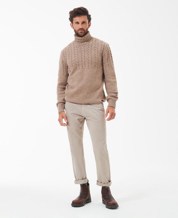 Barbour Duffle Cable-knit Jumper Beige | BABO88516