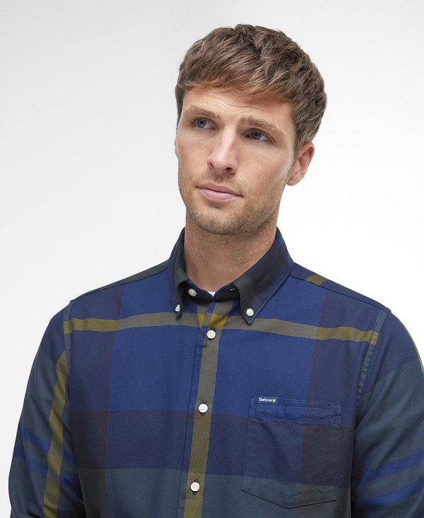 Barbour Dunoon Taillored Fit Shirt Blå Grå | BABO87838