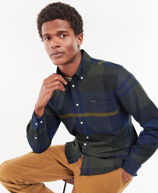 Barbour Dunoon Taillored Fit Shirt Blå Grå | BABO87838