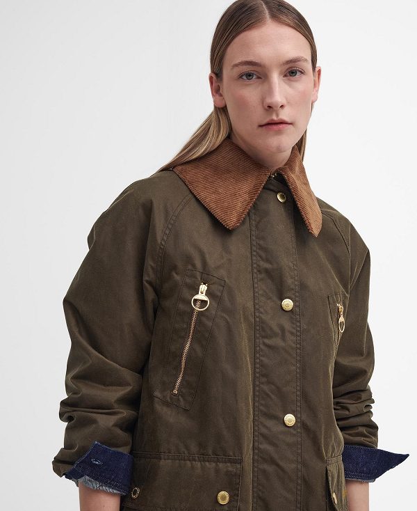 Barbour Ebberston Waxed Jacket Beige | BABO89235