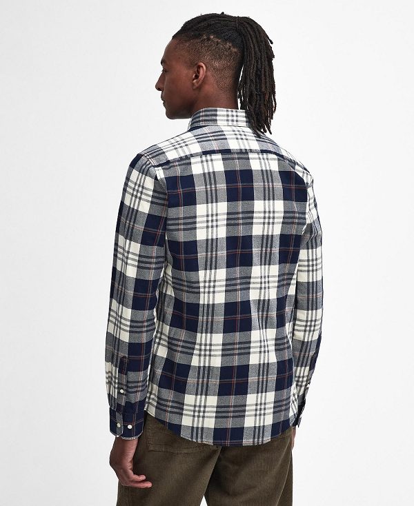 Barbour Edgar Tailored Long-sleeved Shirt Mørkeblå | BABO87875