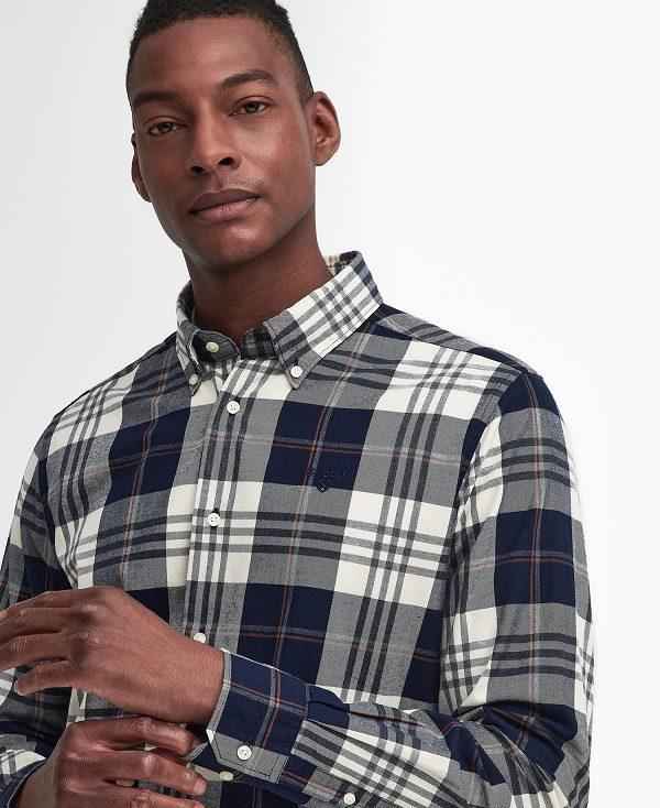 Barbour Edgar Tailored Long-sleeved Shirt Mørkeblå | BABO87875