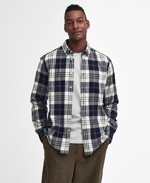 Barbour Edgar Tailored Long-sleeved Shirt Mørkeblå | BABO87875