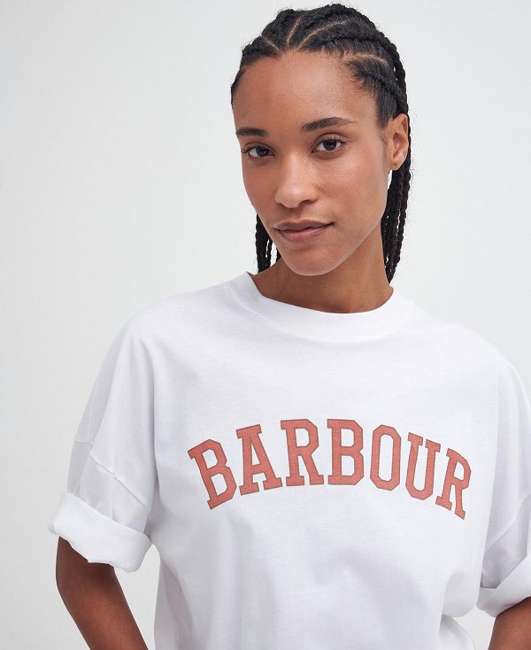 Barbour Elisha Logo T-shirt Hvide | BABO89581