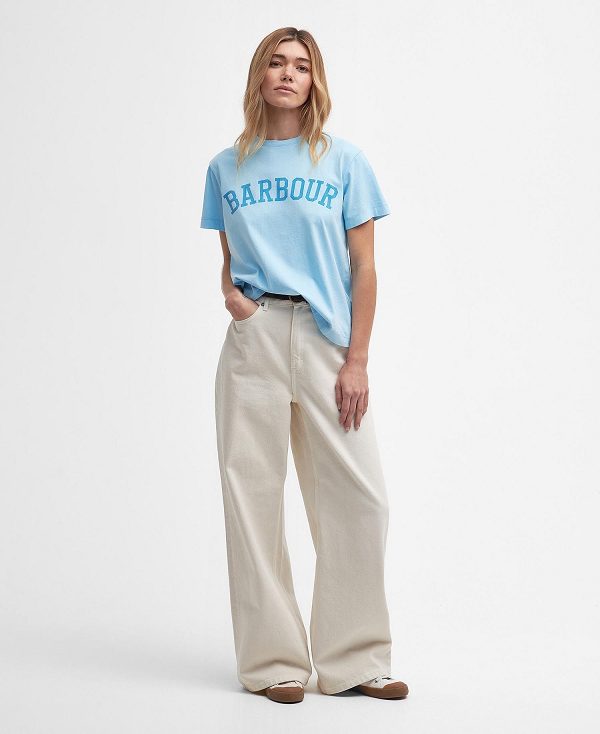 Barbour Ella Logo T-shirt Blå | BABO89557