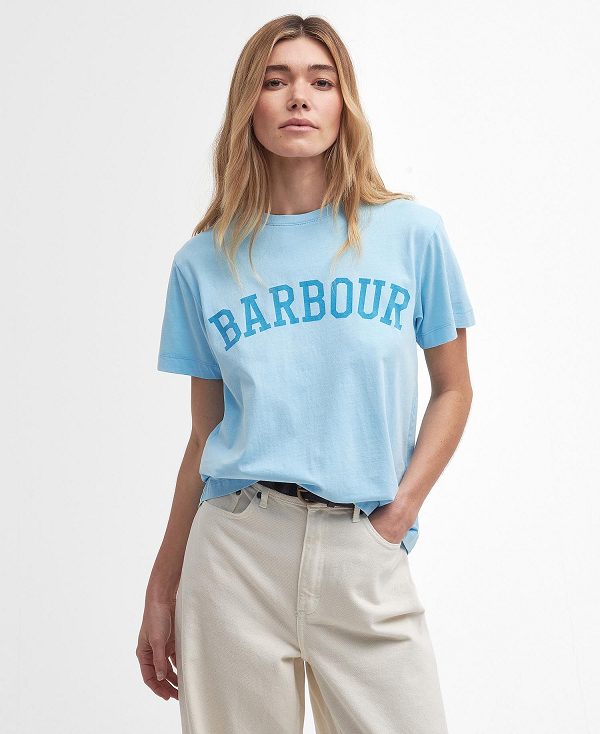 Barbour Ella Logo T-shirt Blå | BABO89557