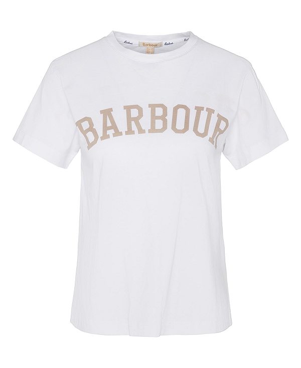 Barbour Ella Logo T-shirt Hvide | BABO89560