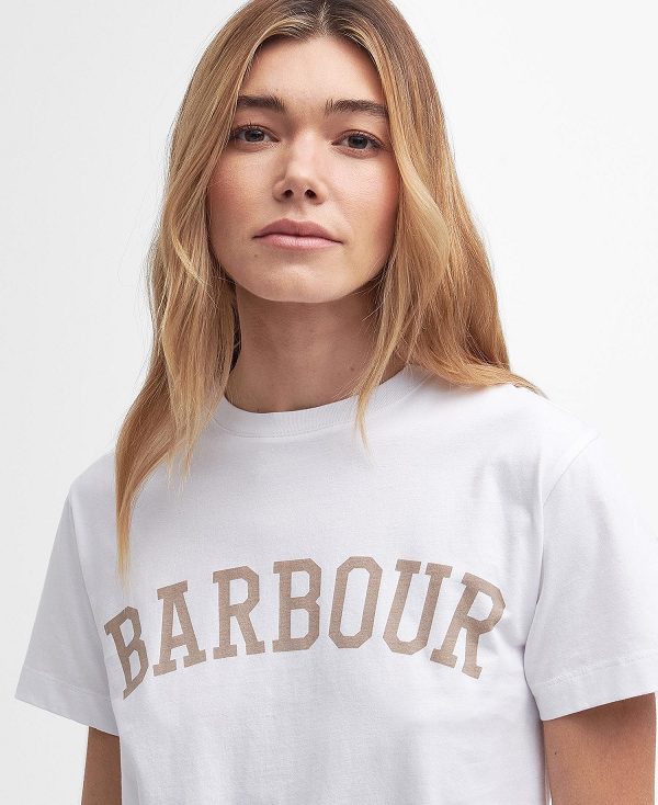 Barbour Ella Logo T-shirt Hvide | BABO89560