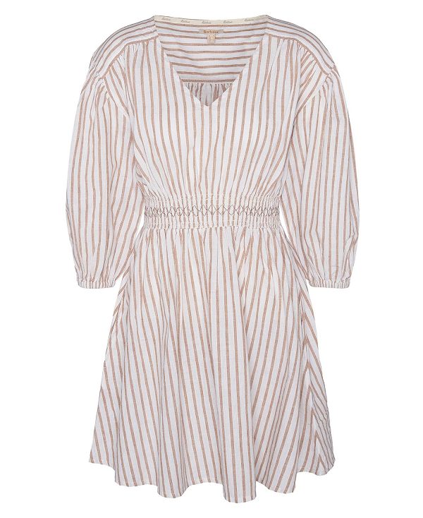 Barbour Ella Striped Mini Dress Hvide | BABO89635